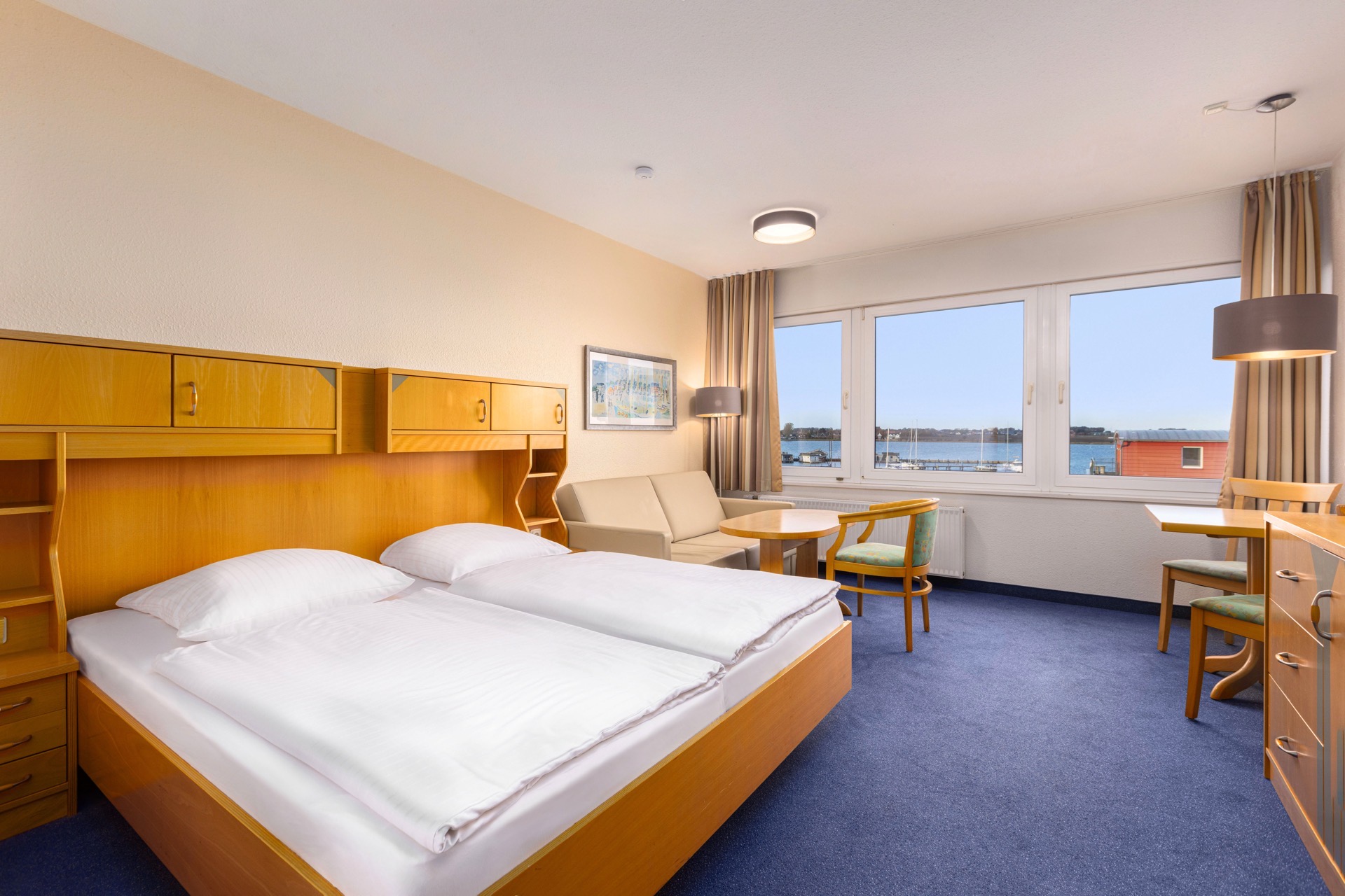cama apartamento yachthafen 1 dormitorio balcón hotel ifa fehmarn